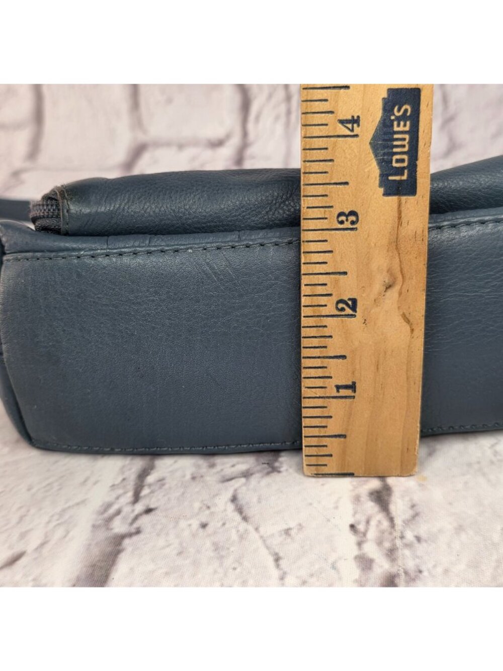 Great American Leather Works Crossbody Bag Blue Gray Multi Pocket Leather Purse - Picture 14 of 16